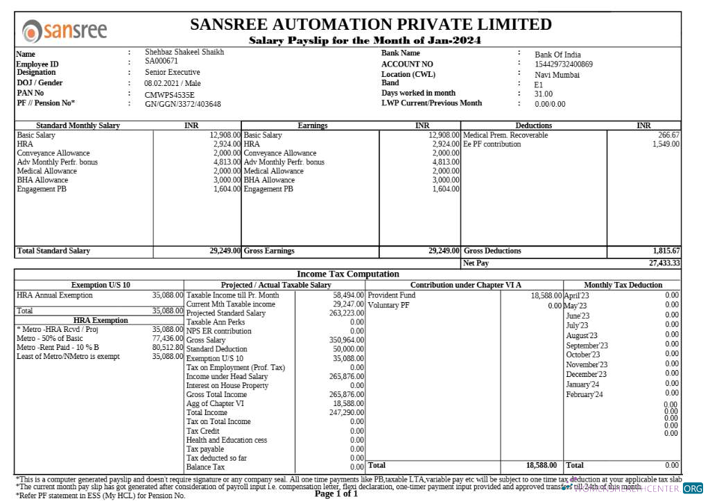 Download Sansree Automation payslip template in Word and PDF formats.pdf, 1 Photoshop template